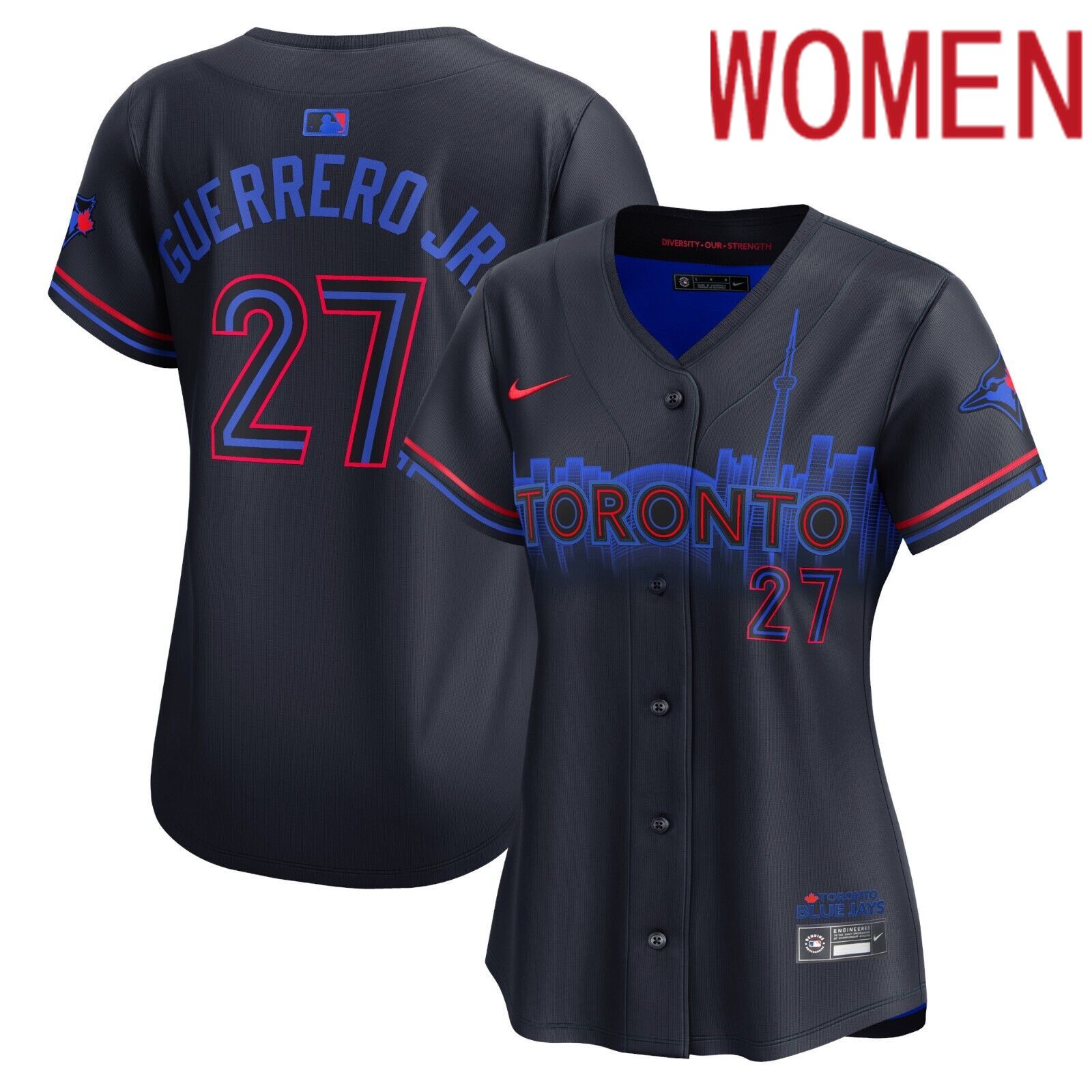 2024 Women Toronto Blue Jays #27 Vladimir Guerrero Jr. City Connect Nike Dri-FIT MLB Limited black Jersey